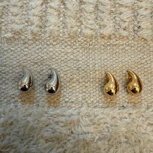 Elegant Silver and Gold Teardrop Earrings